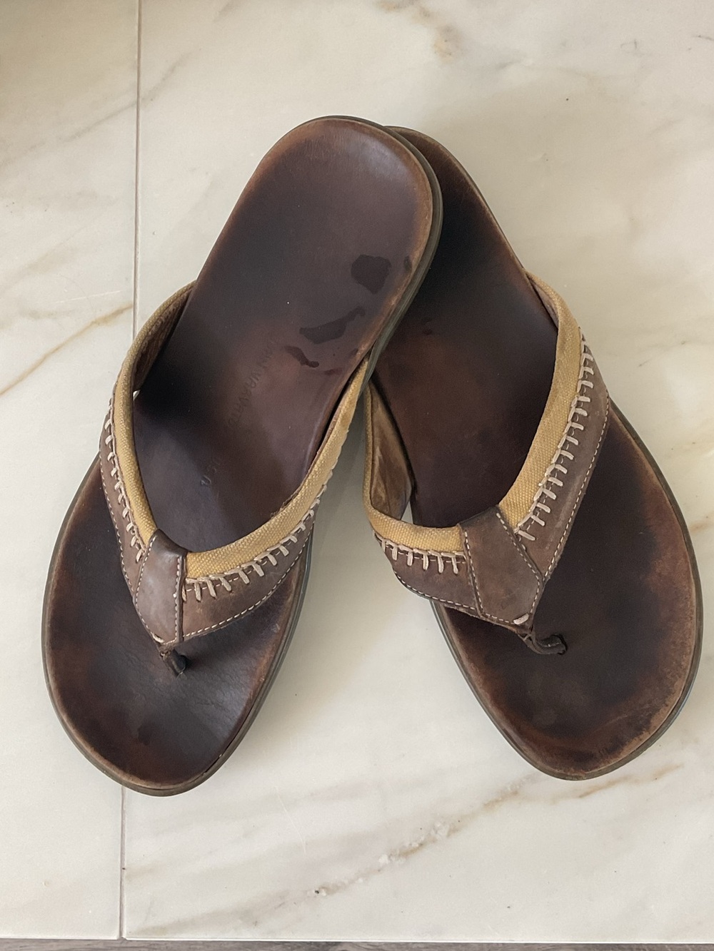 Vintage John Varvatos  Star USA Tobago Whipstitched Leather  Thong Sandal